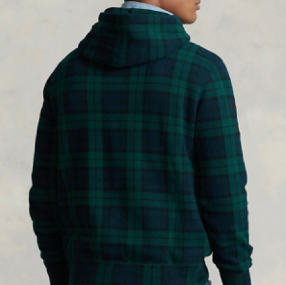 NEW! POLO RALPH LAUREN Holiday Heritage Plaid Gold Pony Hooded Sweatshirt Medium - Picture 2 of 5